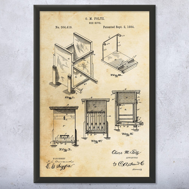 Beekeepers Hive Patent Wall Art