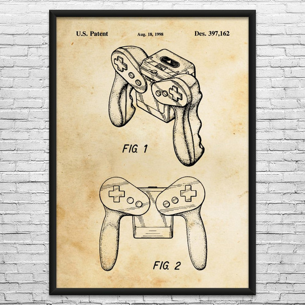 Virtual Boy Controller Patent Wall Art