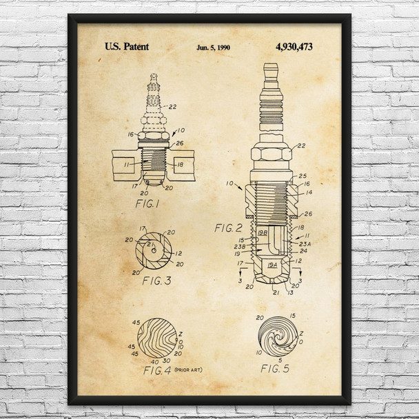 Spark Plug Patent Wall Art