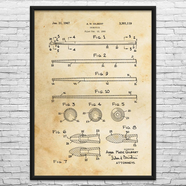Drum Stick Patent Wall Art