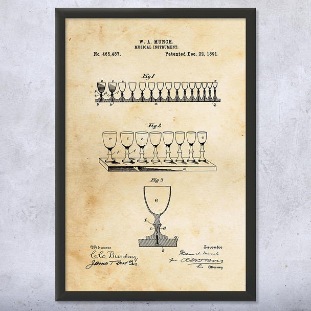 Musical Glasses Patent Wall Art