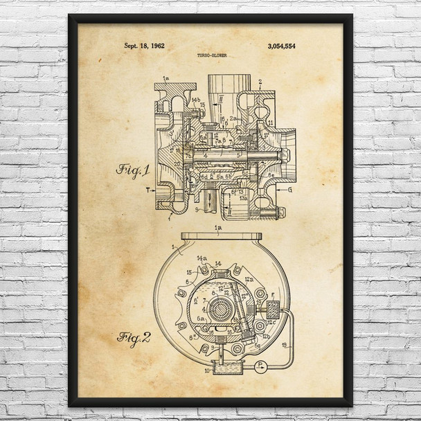 Turbocharger Patent Wall Art