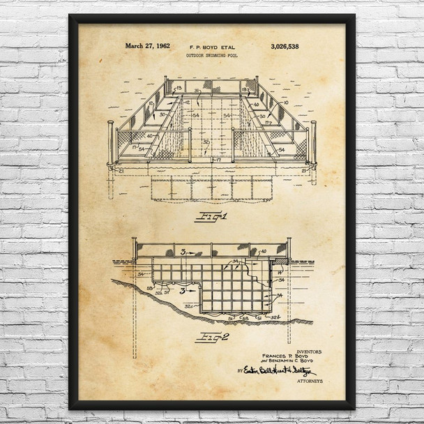 Swimming Pool Patent Wall Art