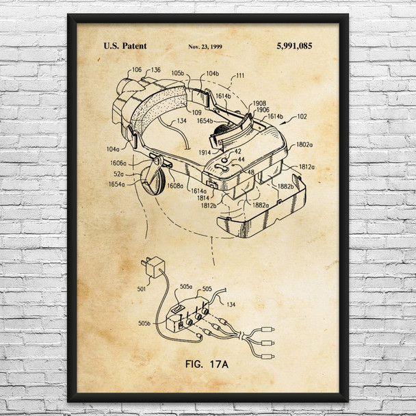 i-O i-Glasses Virtual Reality Headset Patent Wall Art