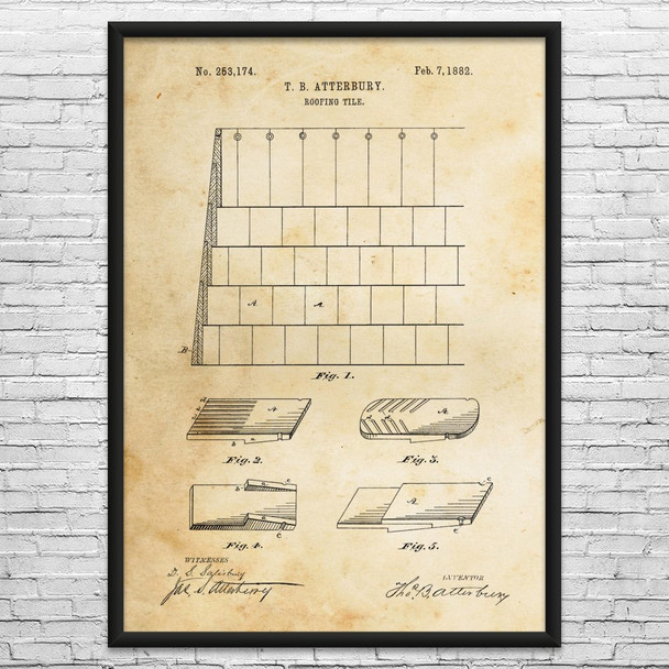 Roofing Tile Patent Wall Art