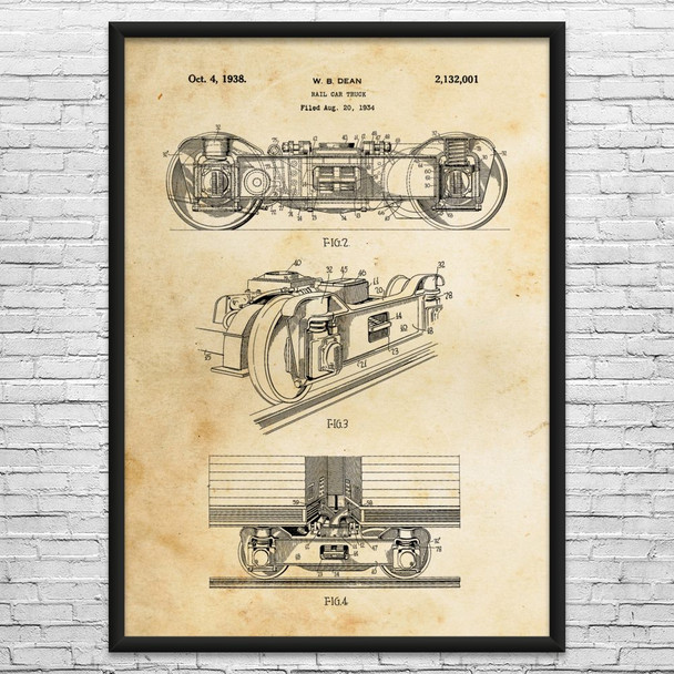 Train Rail Car Truck Patent Wall Art