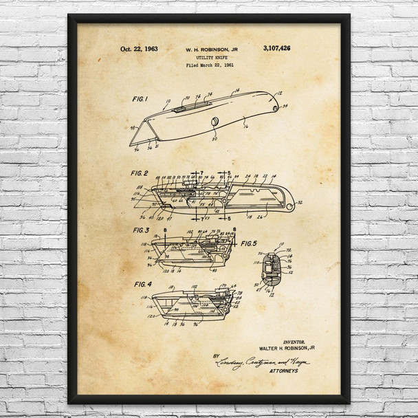 Box Cutter Patent Wall Art