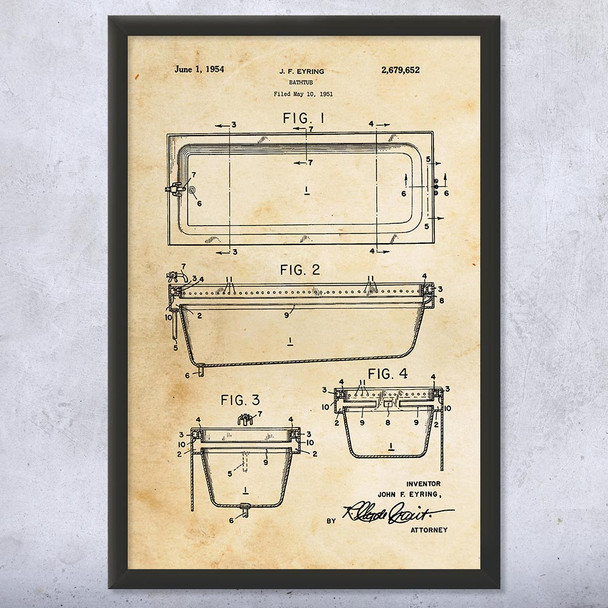 Bath Tub Patent Wall Art