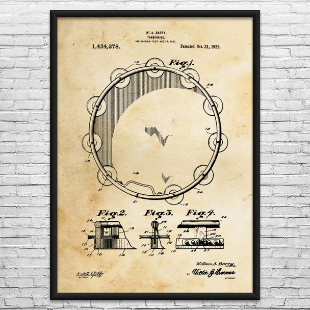 Tambourine Patent Wall Art