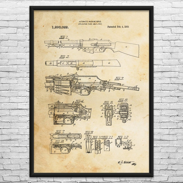 Automatic Rifle Patent Wall Art