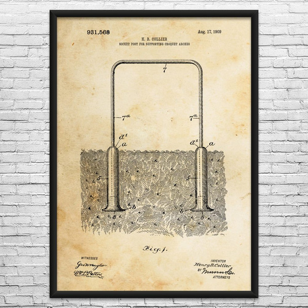 Croquet Wicket Patent Wall Art