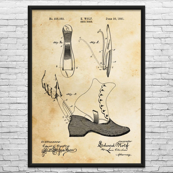 Shoe Horn Patent Wall Art