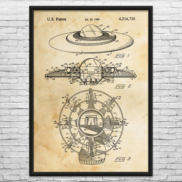 Flying Saucer UFO Patent Wall Art