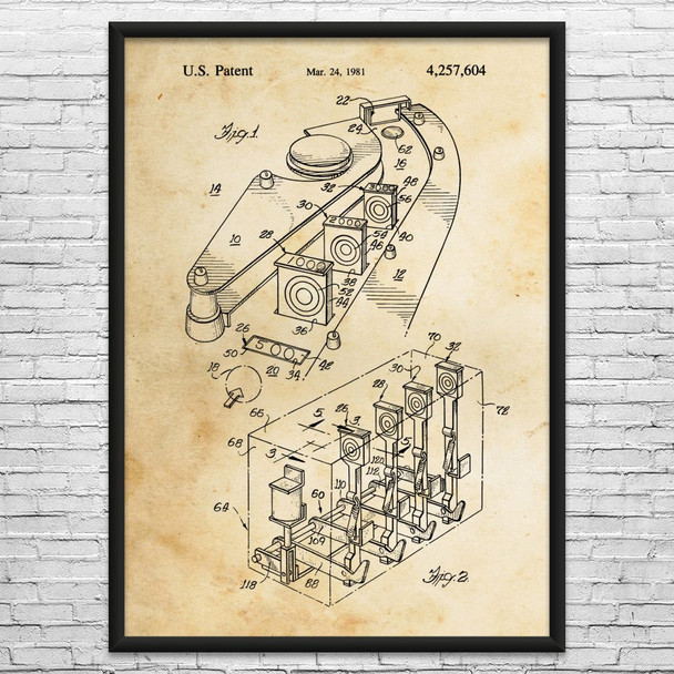 Pinball Inline Drop Target Patent Wall Art