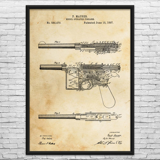 C96 Pistol Patent Wall Art