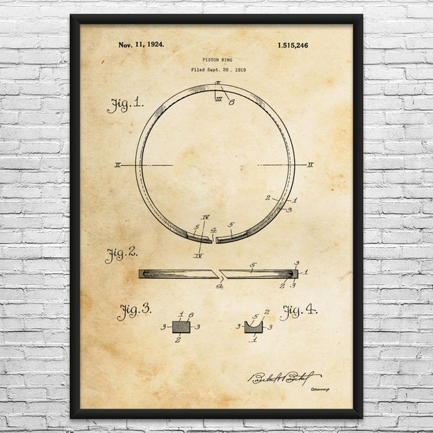 Piston Ring Patent Wall Art
