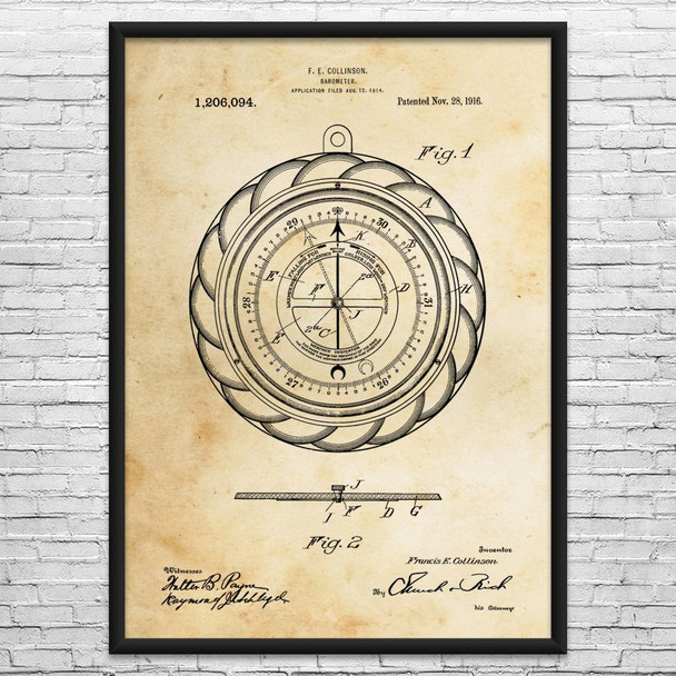 Barometer Guage Patent Wall Art