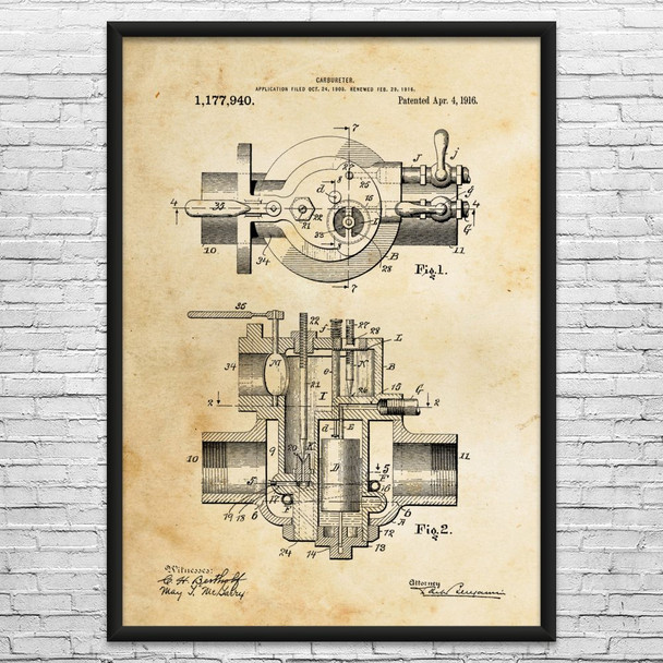 Carburetor Patent Wall Art