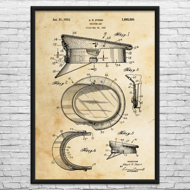 Policemans Cap Patent Wall Art