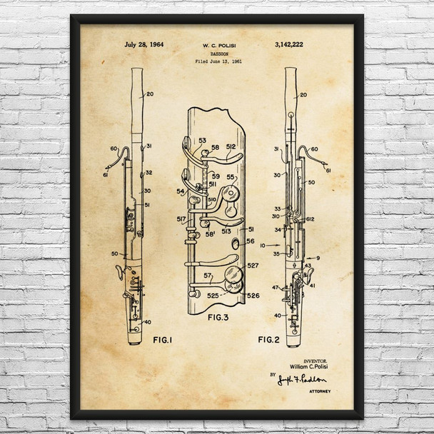 Bassoon Patent Wall Art