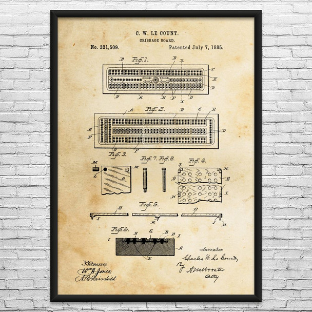 Cribbage Board Patent Wall Art