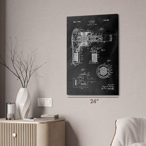 Electric Hair Dryer Patent Wall Art