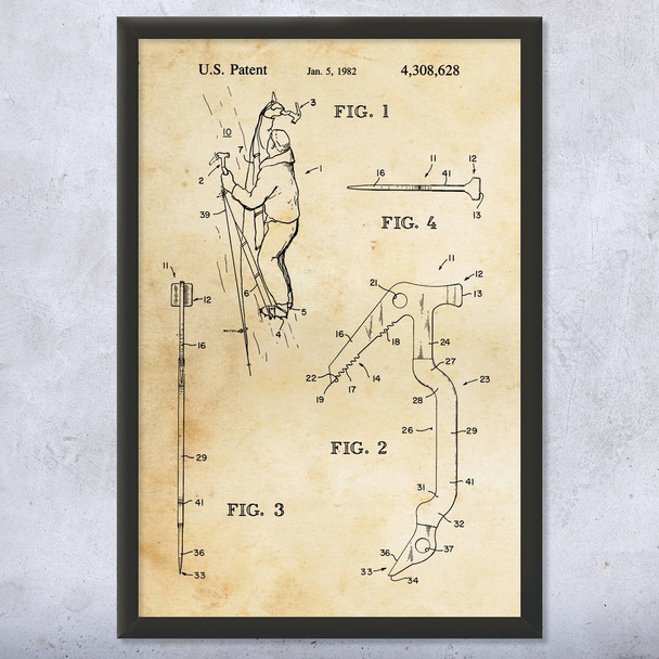 Ice Climbing Axe Patent Wall Art