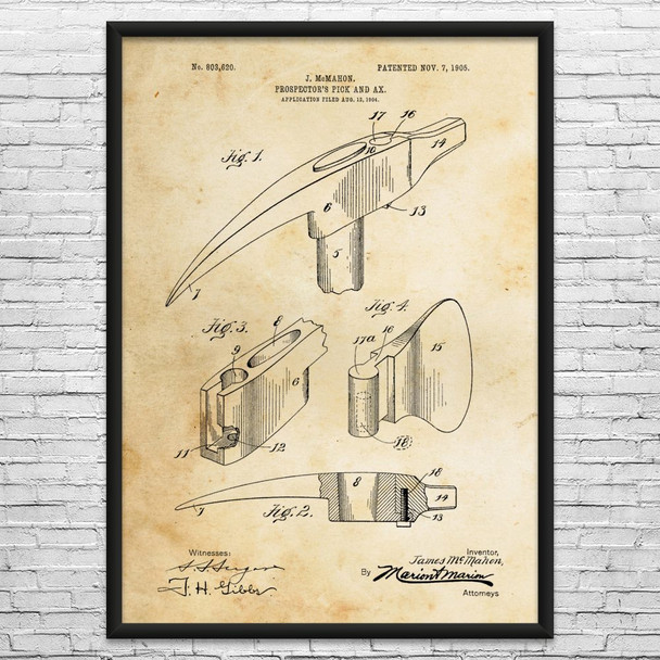 Pickaxe Patent Wall Art