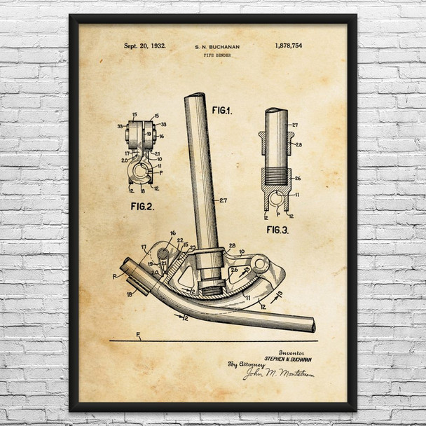Pipe Bender Patent Wall Art