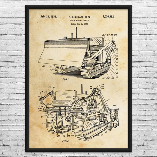 Bulldozer Patent Wall Art
