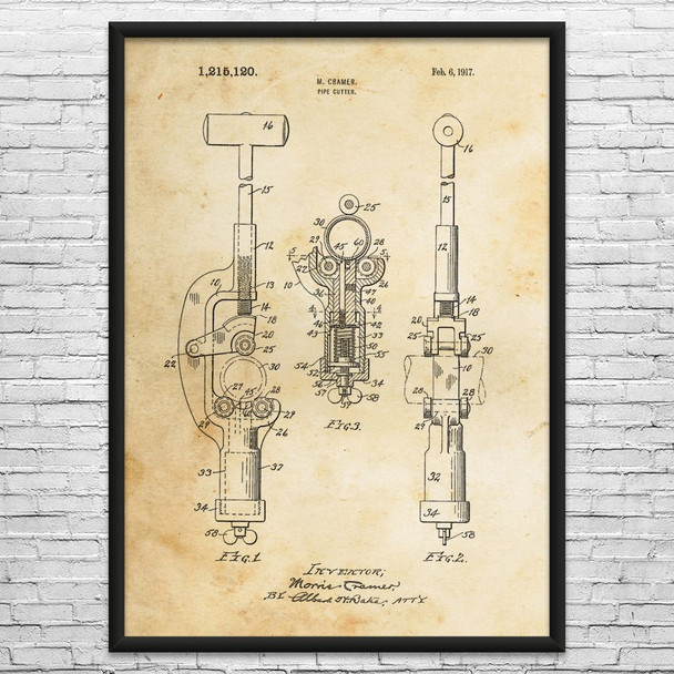 Pipe Cutter Patent Wall Art