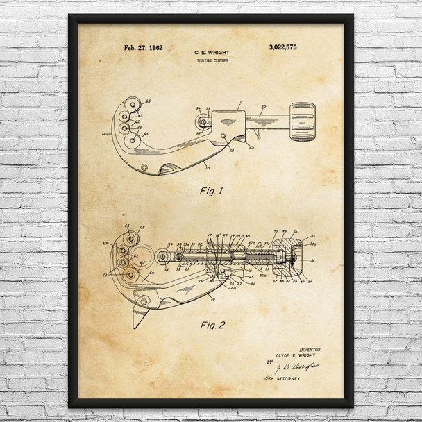 Tubing Cutter Patent Wall Art