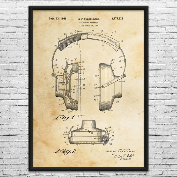 Headphones Patent Wall Art