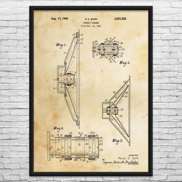 Dynamic Speaker Patent Wall Art