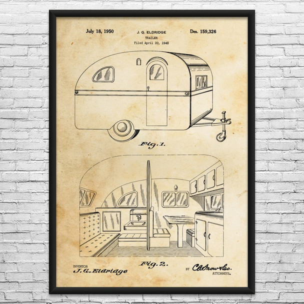 RV Trailer Patent Wall Art