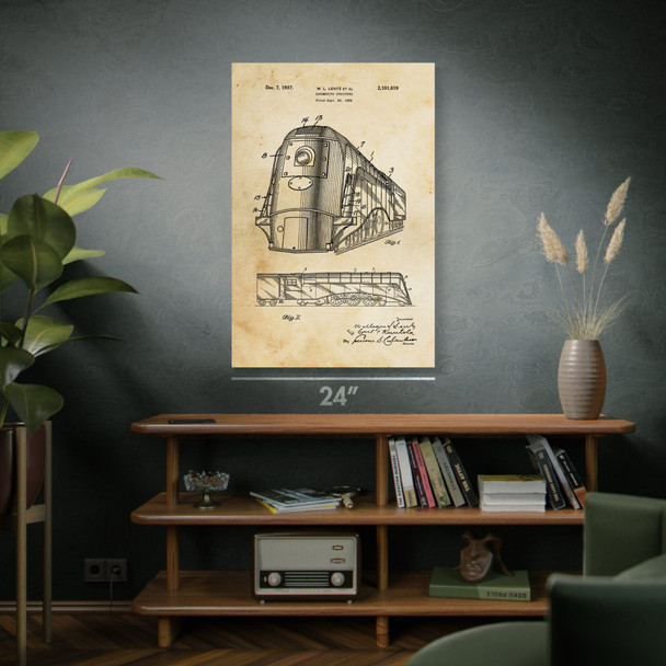 Train Locomotive Patent Wall Art