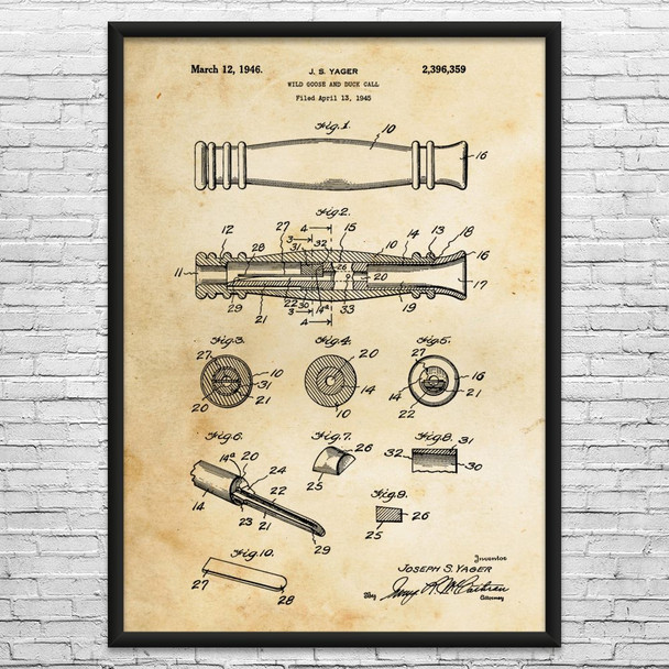 Duck Call Patent Wall Art