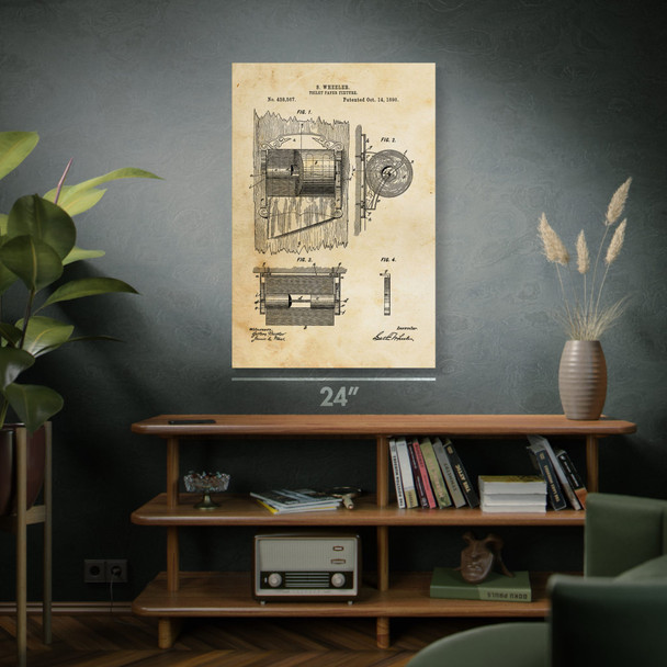 1890 Toilet Paper Fixture Patent Wall Art
