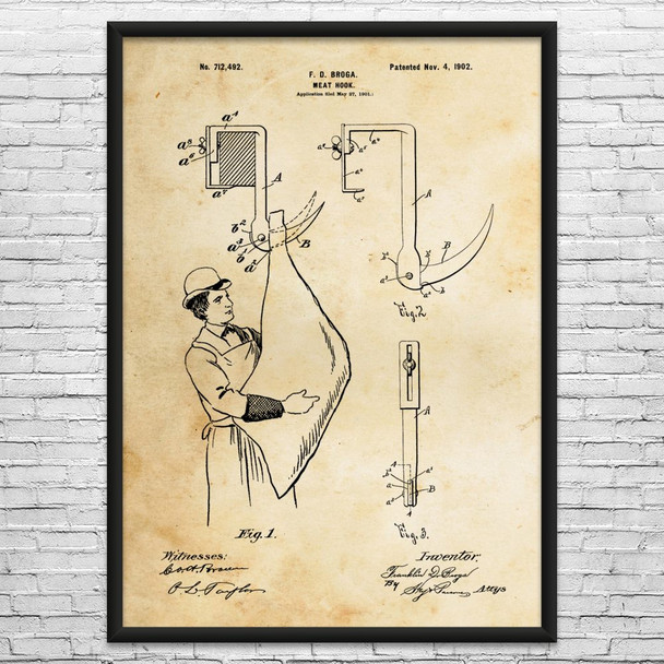 Meat Hook Patent Wall Art