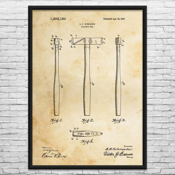 Glaziers Hammer Patent Wall Art