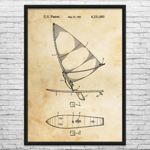 Wind Surfing Board Patent Wall Art