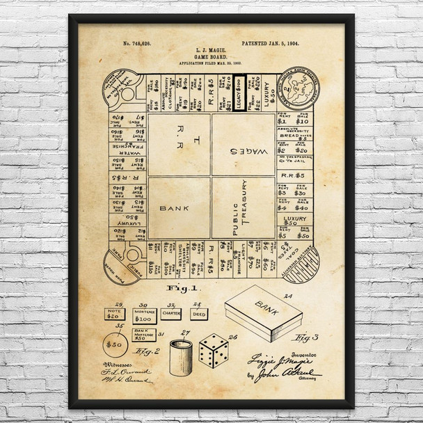 Landlords Game Patent Wall Art