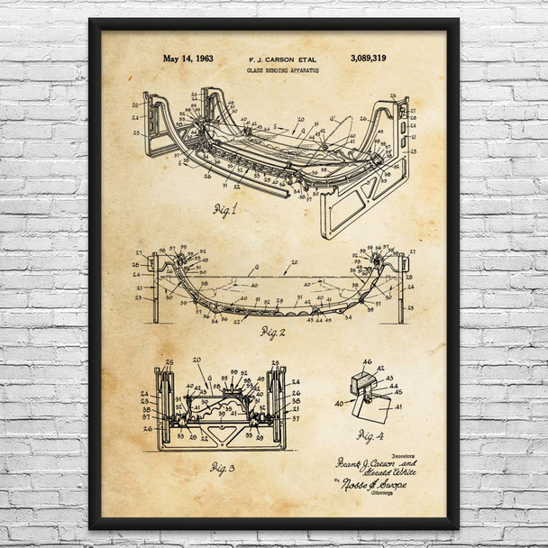 Glass Bending Machine Patent Wall Art