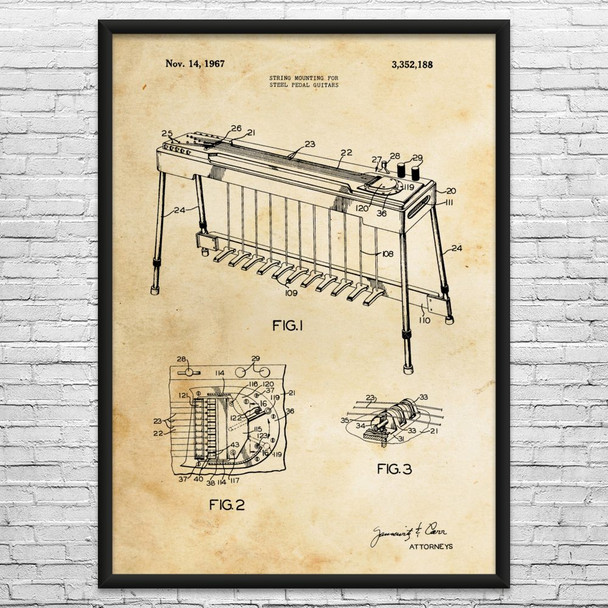Steel Guitar Patent Wall Art