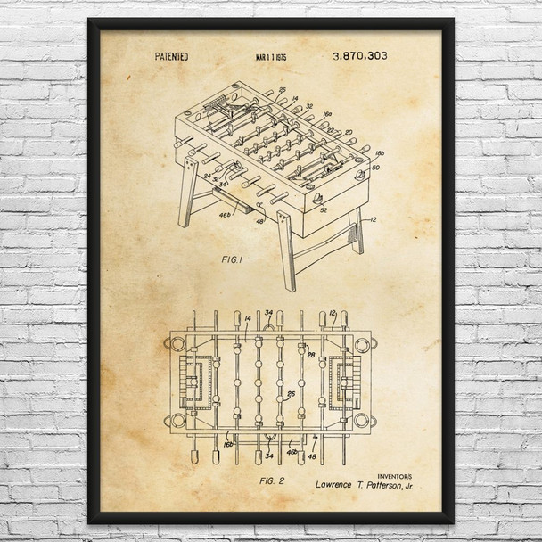 Foosball Table Patent Wall Art