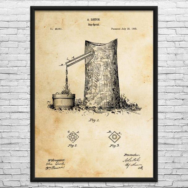 Maple Syrup Tap Patent Wall Art