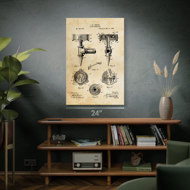 Lawn Sprinkler Patent Wall Art
