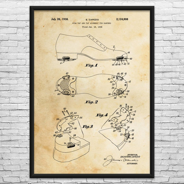 Tap Dancing Shoe Patent Wall Art