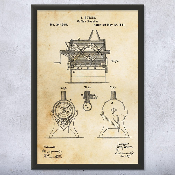 Burns Coffee Roaster Patent Wall Art