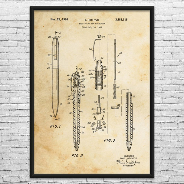 Ballpoint Pen Patent Wall Art
